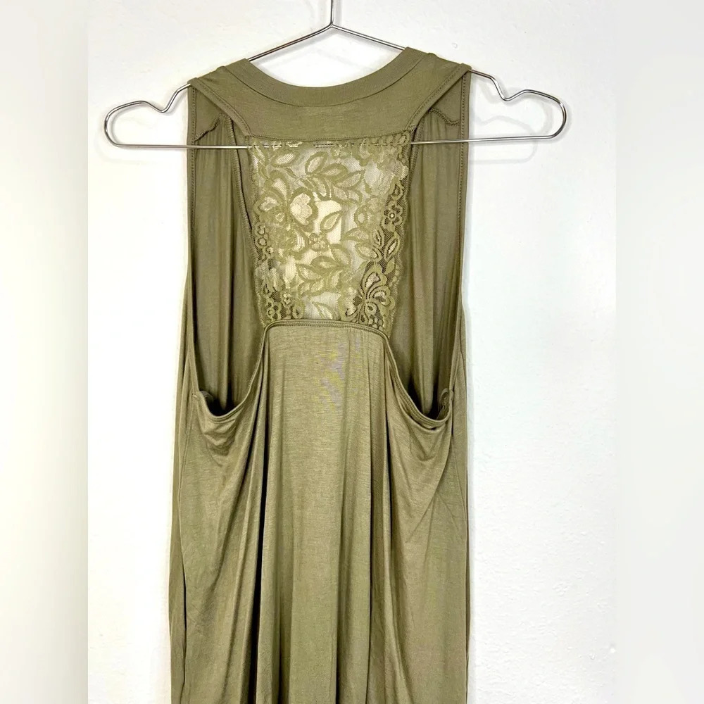 🆕 London Rose Olive Green Tank with Lace Accent - Picture 8 of 10